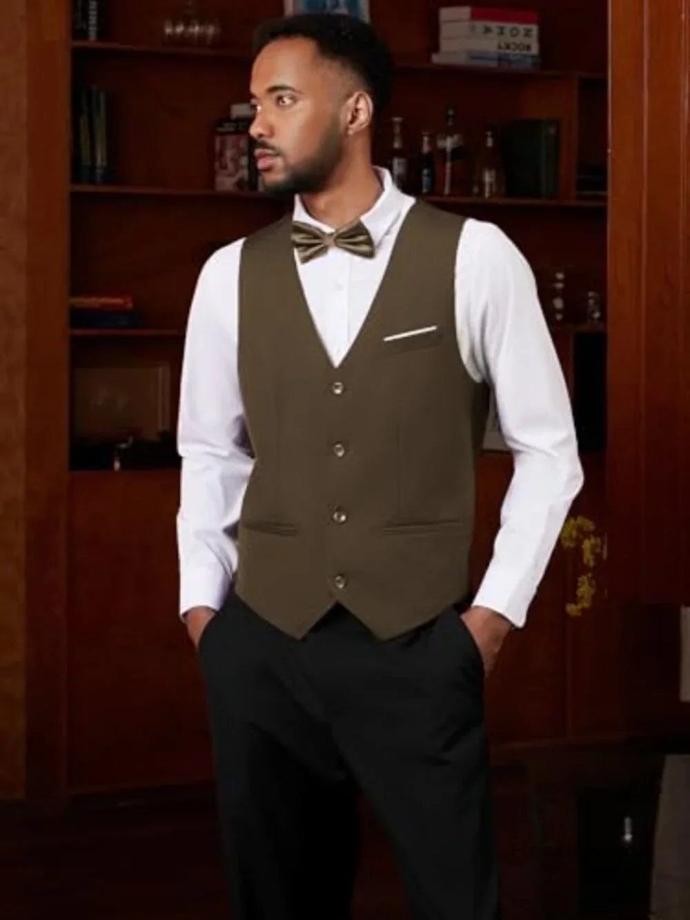 Men's Slim Fit Suit Vest 4-Button Sleeveless Waistcoat Formal Business